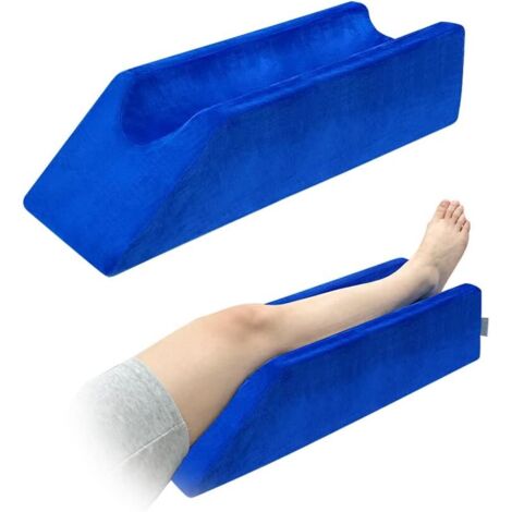 Almohada de cuña de elevación de piernas, Almohada de Descanso de Pierna para Dormir después de la cirugía, Soporte de Rodilla, Espuma para Cama, cuñas, piernas (Azul, 65 cm de Largo)