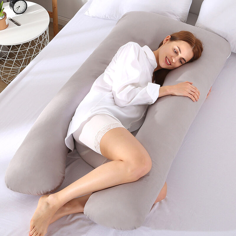 

Almohada de embarazo, almohada de maternidad en forma de U, con funda de algodon lavable,Gris