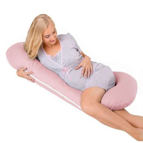 Almohada de embarazo de terciopelo tipo C para dormir de lado y amamantar - Rosa