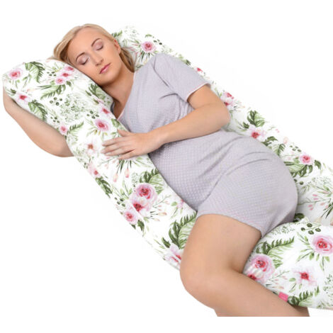 Almohada de embarazo en forma de U para dormir de lado y amamantar - en el jardín