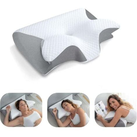 MUMU Almohada de espuma viscoelástica para CPAP que reduce la presión de la mascarilla y las fugas de aire. Almohada para dormir de lado compatible con todas las mascarillas CPAP. 60 x 37 x 9/11 cm.