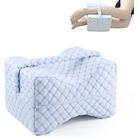 Almohada de espuma viscoelástica para dormir, alivio del dolor de ciática y dolor de espalda, dolor de rodilla, dolor de cadera, almohada de pierna con correa para apoyar la alineación de la columna
