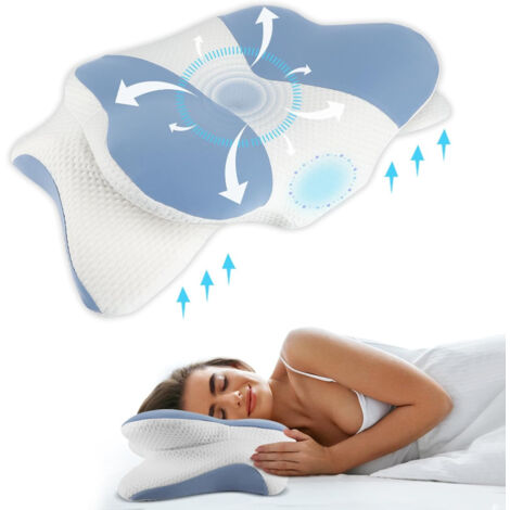 Almohada de espuma viscoelástica para el cuello, almohada ergonómica para el costado, la espalda y el estómago Almohada para dormir