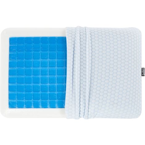 Almohada de gel efecto memoria de tela aloe vera blanca y azul soporte para el cuello cojín de firmeza media Emin