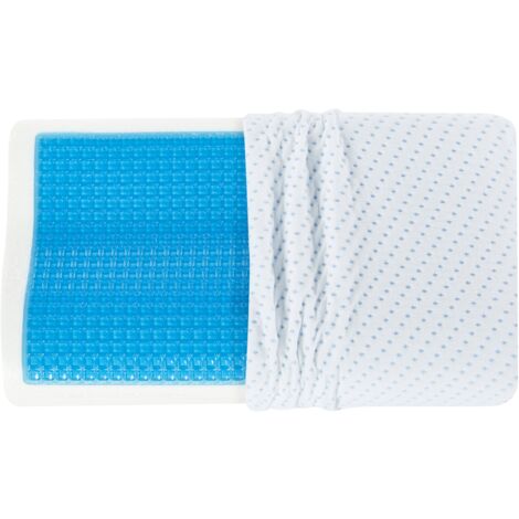 Almohada de gel efecto memoria de tela blanca y azul soporte para el cuello cojín ortopédico de firmeza media Kangto