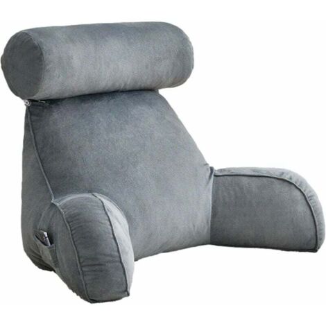 Almohada de lectura CHOYCLIT para descansar en la cama, cojín grande para el respaldo para adultos, soporte para la espalda con reposabrazos para sentarse en la cama y relajarse viendo la televisión.