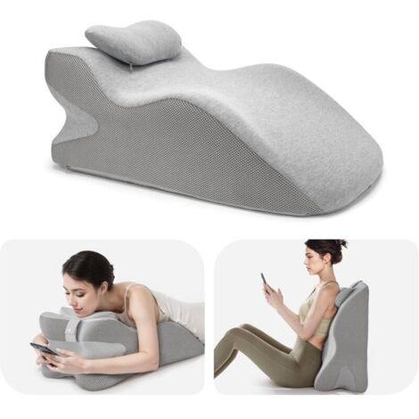 Almohada de lectura de espuma viscoelástica – Forma de Y para soporte de la espalda – Comodidad óptima para leer y relajarse.