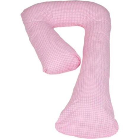 Almohada de maternidad 100% algodón 235 cm rosa con estampado de cuadros rosas