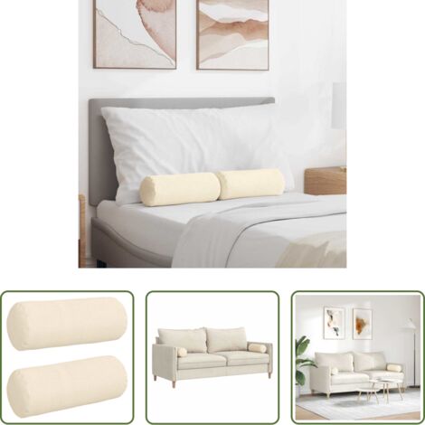 Almohada de pana -  Cojines Bolster 2 pcs Crema Ø 15 x 40 cm Tela de pana