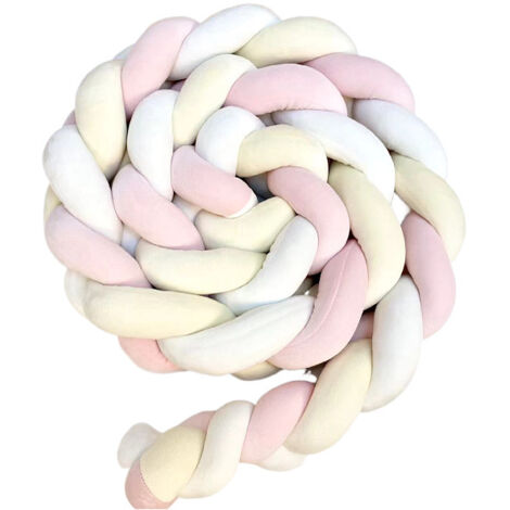 Almohada decorativa trenzada suave, disponible para sofá (blanco, beige y rosa, 13+14+69, 200 cm)