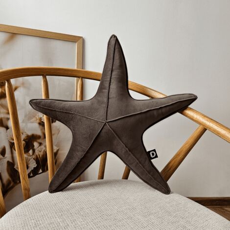Almohada grande de terciopelo VE2205 con forma de estrella de mar  marrón