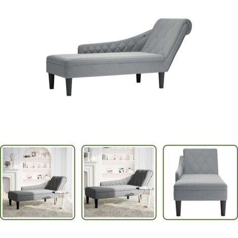 Almohada lumbar -  Tumbona con almohada y reposabrazo derecho tela gris claro