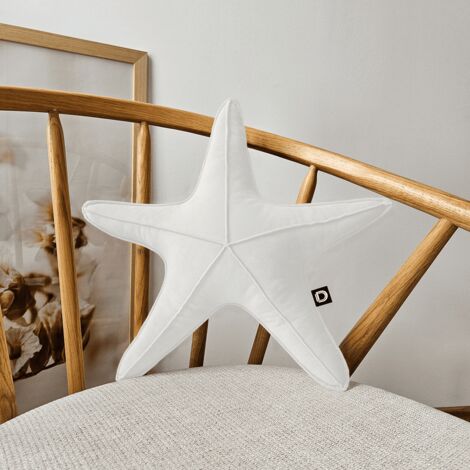 Almohada pequeña de terciopelo VE2200 con forma de estrella de mar  blanca