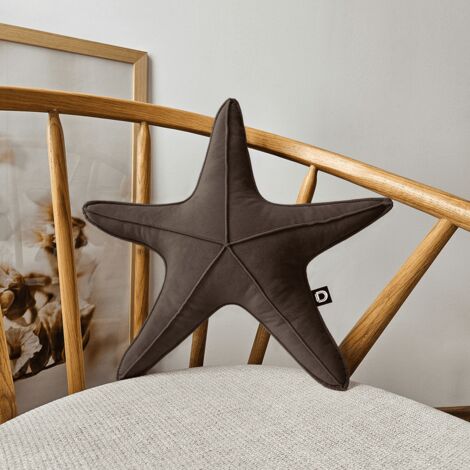 Almohada pequeña de terciopelo VE2205 con forma de estrella de mar marrón