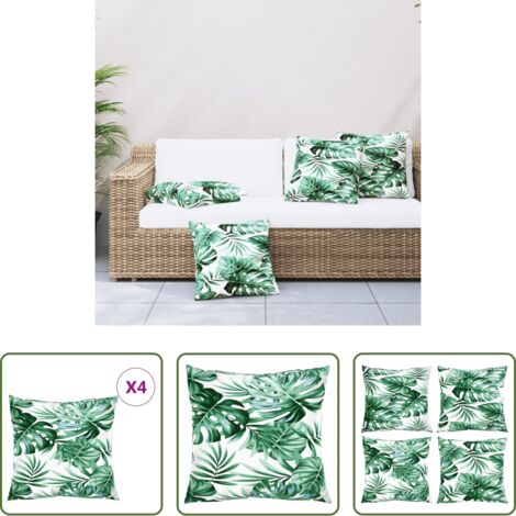 Almohadas para jardín -  Cojines de sofá 4 unidades tela estampado de hojas 60x60 cm