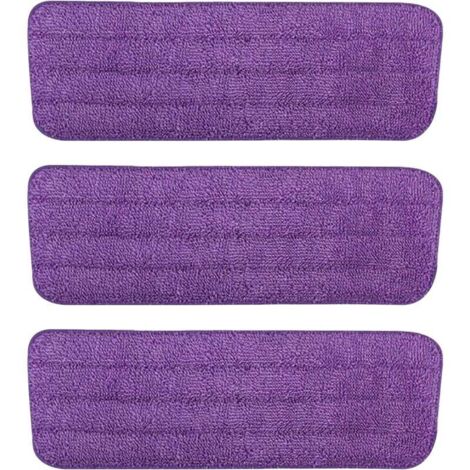 Almohadilla de repuesto de microfibra morada para mopa en aerosol/limpiadora a vapor, paquete de 3 (42 x 14 cm)
