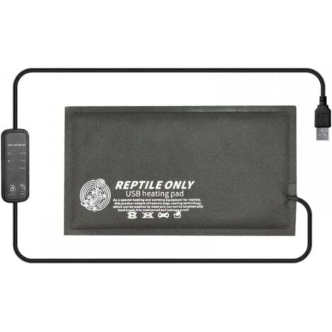 Almohadilla térmica para reptiles, almohadilla térmica USB con control de tiempo, calentador para terrario bajo tanque para peces, ranas, lagartos y serpientes, 7 W