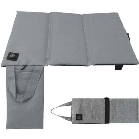 Almohadilla térmica portátil USB, almohadilla eléctrica con temperatura ajustable, almohadilla térmica plegable, asiento calefactable para deportes al aire libre, playa, picnic, color oscuro