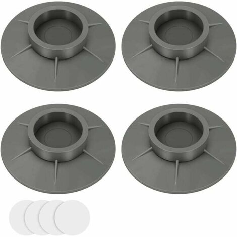 Almohadillas antivibración para lavadora (paquete de 4), Resinaorben el 95,7 % del ruido y las vibraciones, potente amortiguador TUP para lavadoras y patas de muebles de menos de 4 cm, color gris.