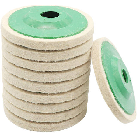 Almohadillas de rueda de disco de fieltro de lana redondas de 10 piezas de 4 pulgadas, para pulido de pulido de amoladora angular de 100 mm