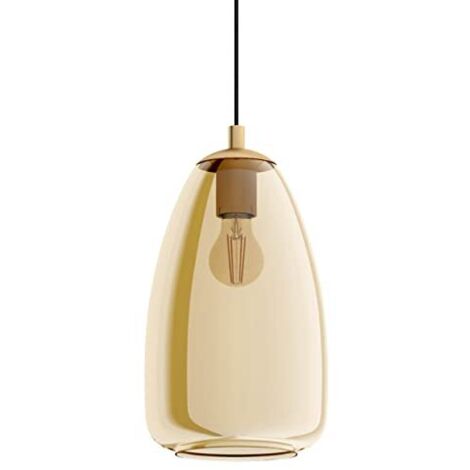 ALOBRASE luce a sospensione in ottone spazzolato ambra Ø20cm H: 110 centimetri