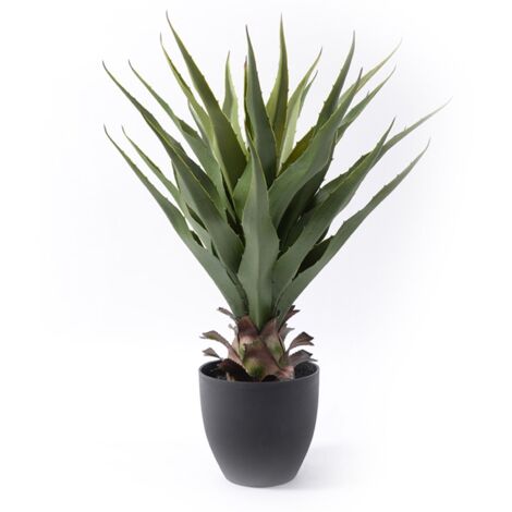 Aloe con vaso, pianta artificiale decorativa verde da 70 cm per interno