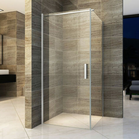 Aloni Duschkabine Eckdusche mit Schwingtür 6mm Klarglas 100x100x190cm - Klar