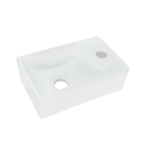 Aloni Keramik Design Handwaschbecken Weiß Hahnloch Rechts 30 x 18,5 x 9,5 cm
