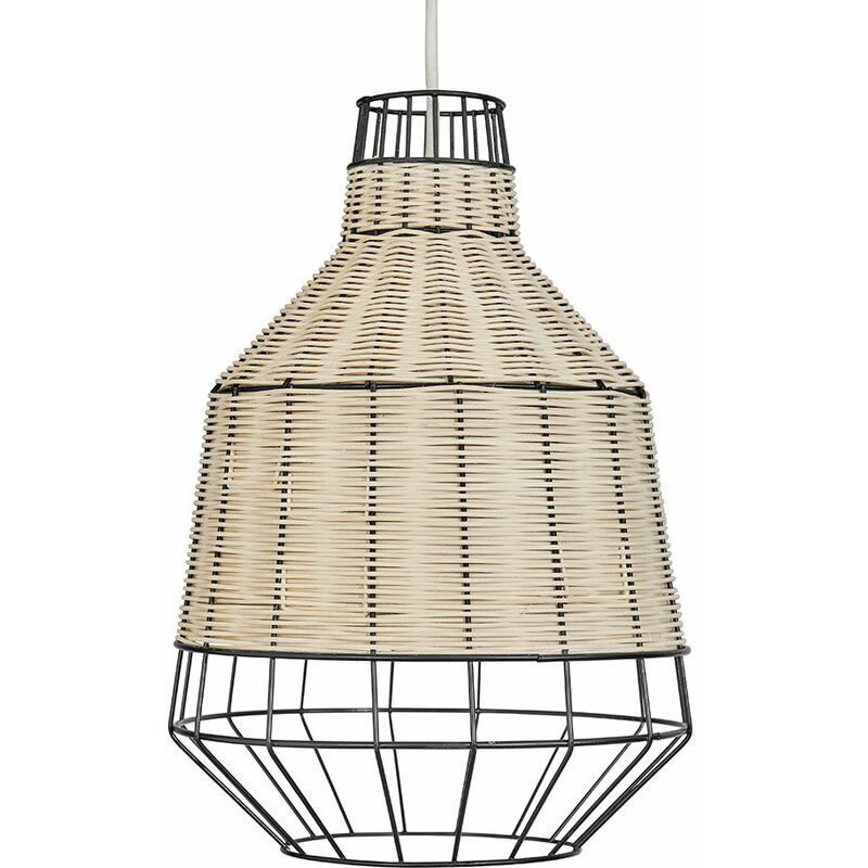 28cm Rattan Ceiling Pendant Light Shade - LED Bulb