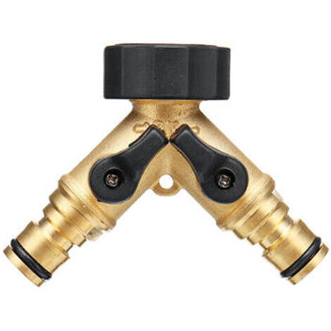 Alovez - 2 Voies Y Forme Tuyau Separateur De Tuyau Adaptateur D'Irrigation Connecteur Pour Tuyau D'Arrosage En Laiton Rapide Connecteur Grip Robinet