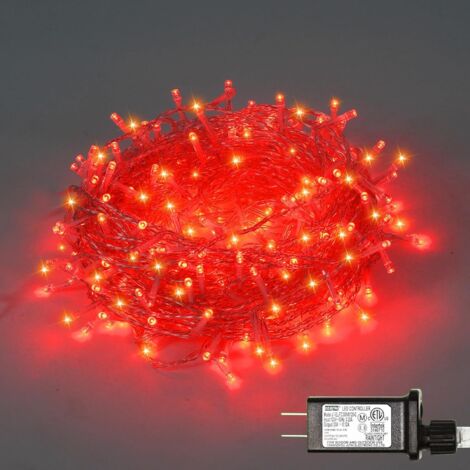 ALOVEZ 300 luci LED rosse impermeabili per decorazioni natalizie da esterno, lucine da camera da letto da 33 m (108 piedi), 8 modalità di illuminazione, plug-in per decorazioni da esterno.