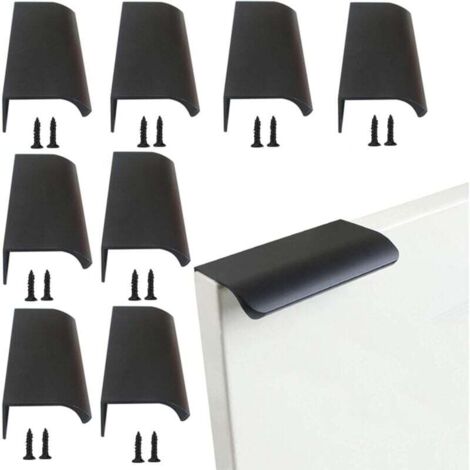 ALOVEZ 8 Pièces Poignee de Meuble Cuisine Noir Alliage d'aluminium Poignées de Tiroir en Nickel Brossé Boutons de Portes pour Placards Poignée d’Armoire Meuble Tiroir (80mm)