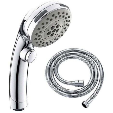 ALOVEZ Duschkopf mit Stopp-Taste, Chrom, 5 Modi, Handbrause-Set, 1,5 Schlauch