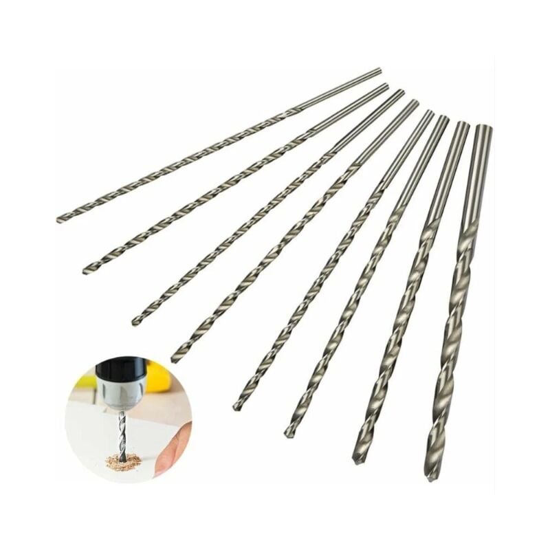 Foret hélicoïdal allongé Jeu de forets hélicoïdaux en acier à grande vitesse 8pc foret hélicoïdal allongé - Alovez