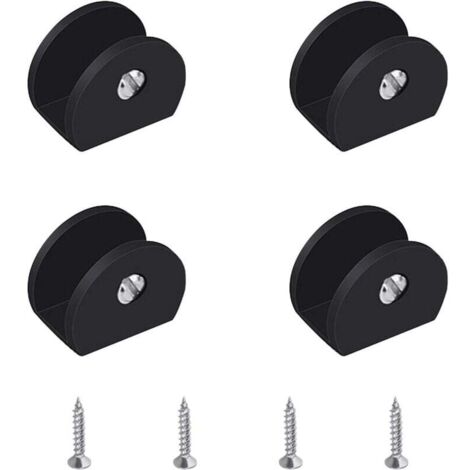 ALOVEZ Glasklemmen, 4 Stück, Glasregalhalterung, schwarze Glasregalhalterung, verstellbare Glasregalbefestigung, halbrund, Aluminiumlegierung, für 6–8 mm dickes Glas