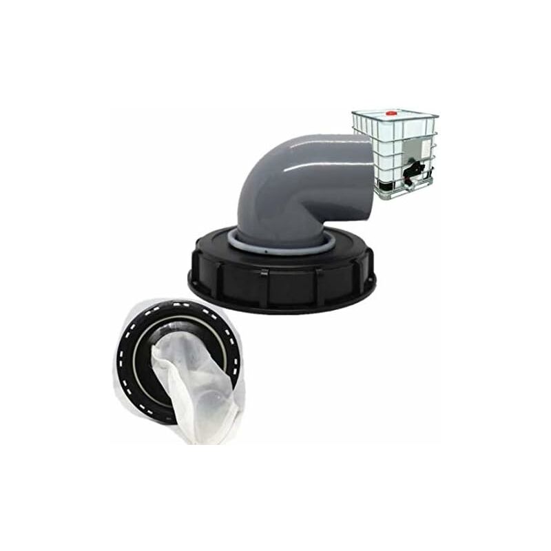 Alovez - ibc Couvercle filtre en nylon pour réservoir d'eau de pluie ibc DN75 45° ou 90° Noir 163 mm 90°