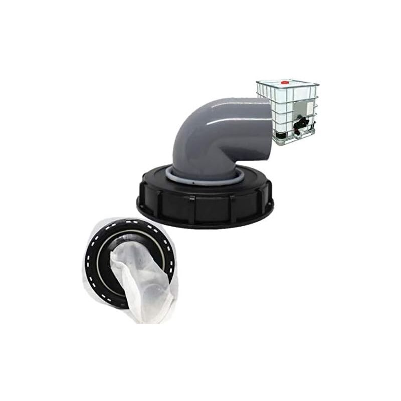 Ibc Couvercle filtre en nylon pour réservoir d'eau de pluie ibc DN75 45° ou 90° Noir 163 mm 90° - Alovez
