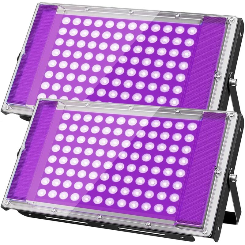 ALOVEZ Lampe UV LED 100 W, projecteur UV 385 nm avec prise et interrupteur, étanche IP66, idéale pour les grands espaces, les soirées fluo, la