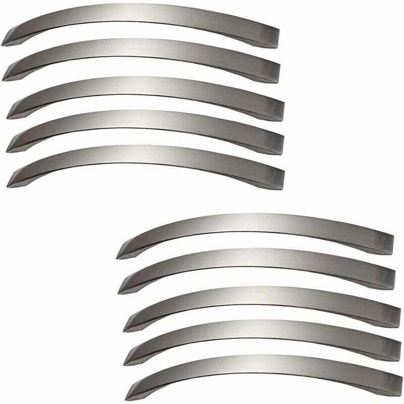 ALOVEZ Lot de 10 Poignee de Meuble Cuisine - Chromées- Poignées de Porte Nickel Brossé Poignee de Cuisine inox Entraxe 160mm