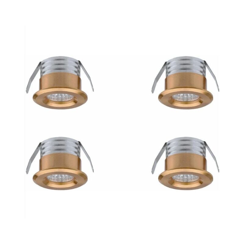 Lot de 4 mini spots led encastrables, 3 w, blanc chaud or - Alovez
