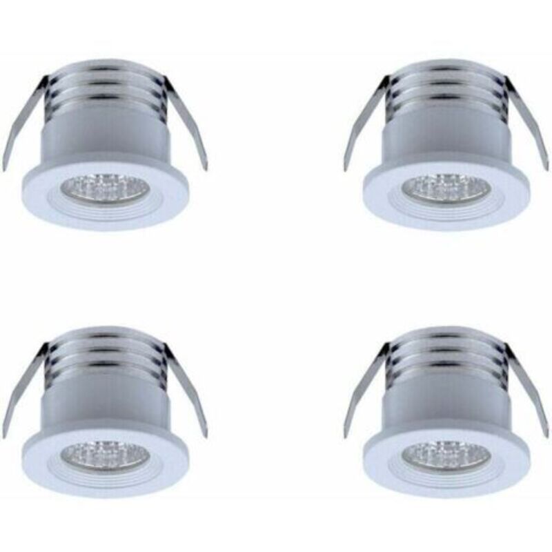 Alovez – Lot de 4 mini spots LED encastrables 3W – Lumière chaude 3000K – Aluminium et verre – Angle 20-30° – IP22 pour intérieur