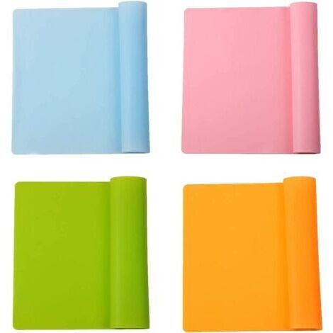 Alovez - Lot de 4 Sets de Table en Silicone réutilisables en Silicone antidérapants pour Enfants, Isolation Thermique, pâtisserie, pâte à Rouler,faciles à Nettoyer(4 Couleurs) Couleur：Orange, Vert,