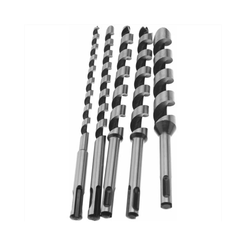 Lot de 5 forets hélicoïdaux avec tige sds Plus - Pour le travail du bois (230mm, 6/10/14/18/20mm) - Alovez