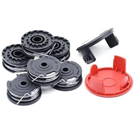 Alovez - Lot de 6 bobines de fil pour coupe-bordures Bosch F016800351 (longueur 6 m, diamètre 1,60 mm avec couvercle de bobine) ART 24, 27, 30 et ART 30-36 LI