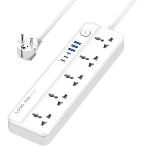 ALOVEZ Multiprise avec 6 Ports USB et Prises Multiple, Rallonge Electrique avec Protection Parafoudre, Station de Recharge Bureau Maison