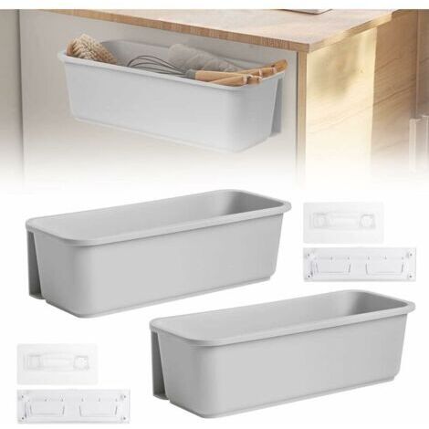 Ersandy – Organisateur de panier coulissant 2 pièces 37x15x11cm – Matériau PP de haute qualité – Installation facile sans perçage – Rangement sous évier