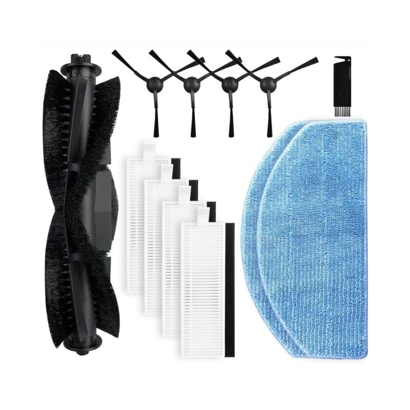 Pièces de rechange compatibles avec le robot aspirateur Honiture G20 / G20 Pro, 1 brosse rotative, 4 brosses latérales, 4 filtres Hepa, 2 chiffons de