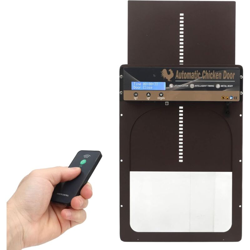 Porte automatique de poulailler, capteur de lumière, minuterie et télécommande, ouvre-porte de poulailler, porte de poulet autobloquante en alliage
