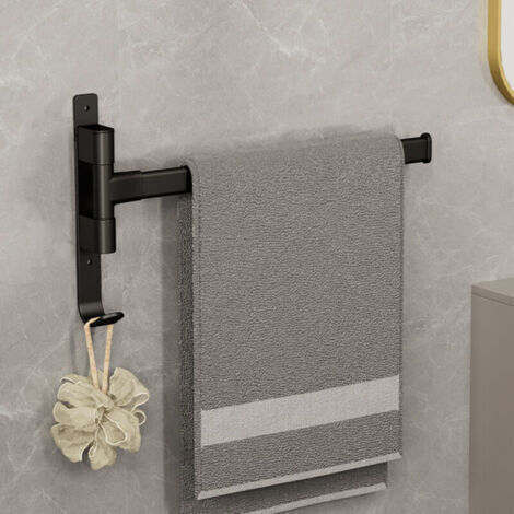 Alovez - Porte-serviettes de salle de bain avec 1 barres porte-serviettes pivotant à 180 ° en acier inoxydable SUS304 33CM porte-serviettes mural pour évier de cuisine de salle de bain - noir