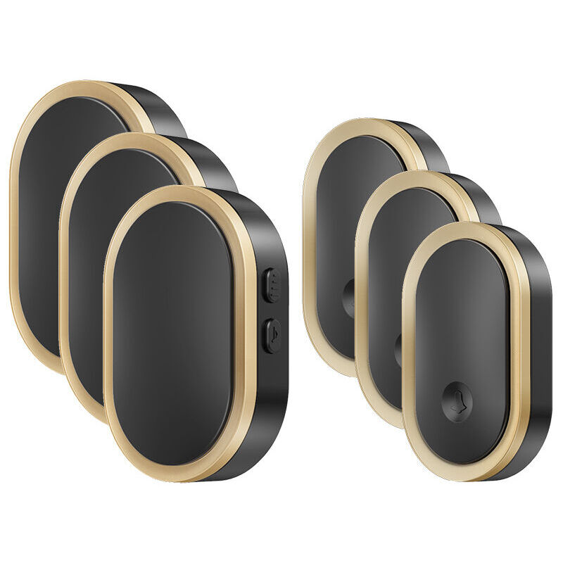 Alovez - Sonnette led intelligente pour la maison, 3 sonnettes, 3 boutons, or noir